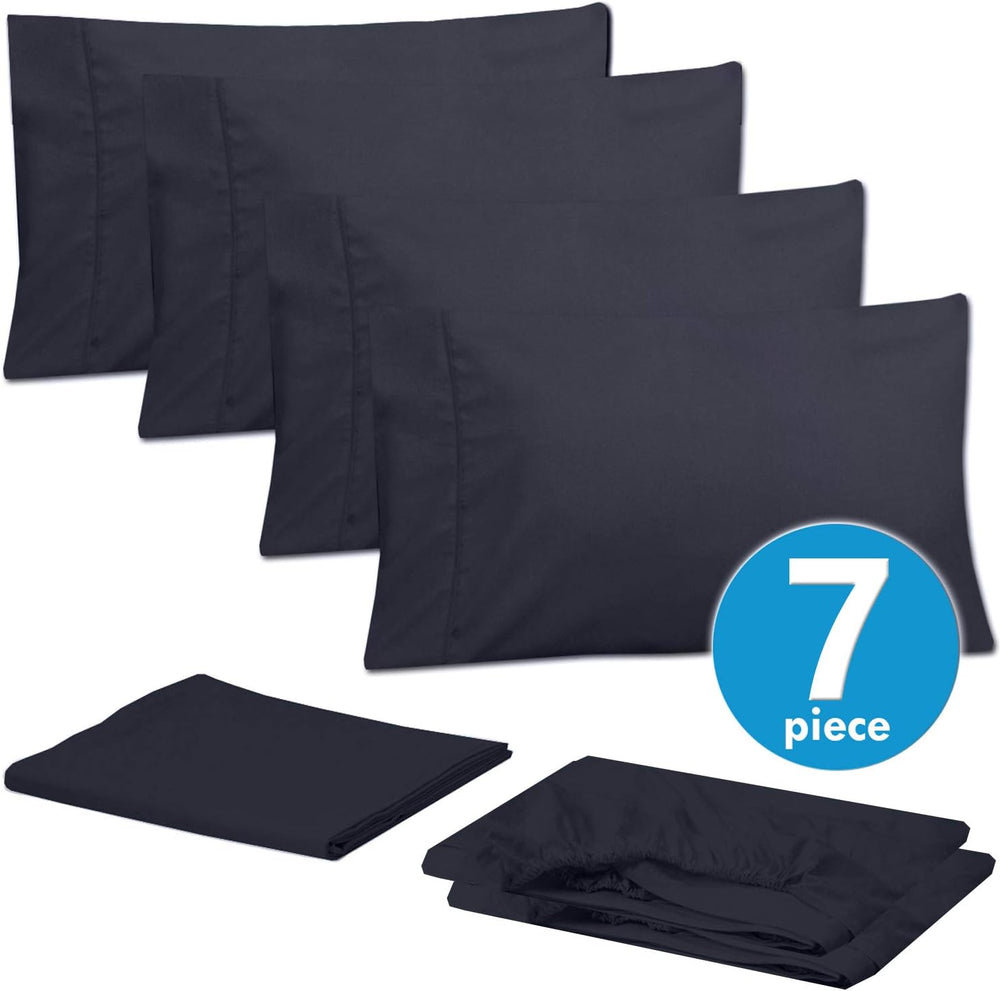 Split King Sheets Sets for Adjustable Bed – 7-piece Extra Deep Pocket Bed She...