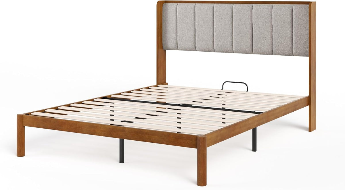 zinus jonas bamboo platform bed frame, wingback headboard, view 11