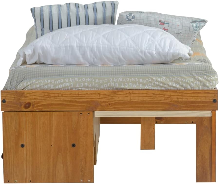 memomad Bali Storage Platform Bed Frame, Twin Size, Oak Brown