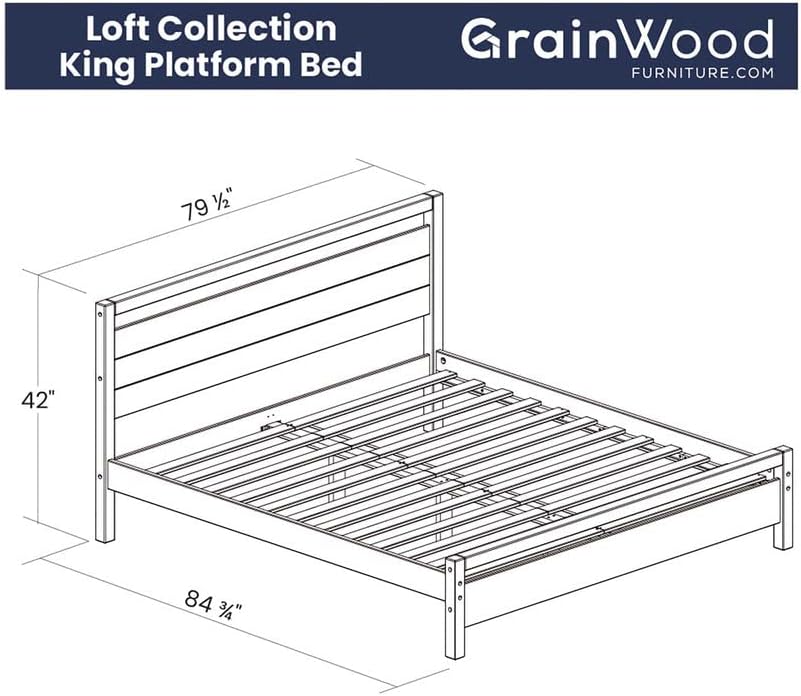 Grain Wood Furniture Loft King Size Solid Wood Bed with an Acacia Finish
