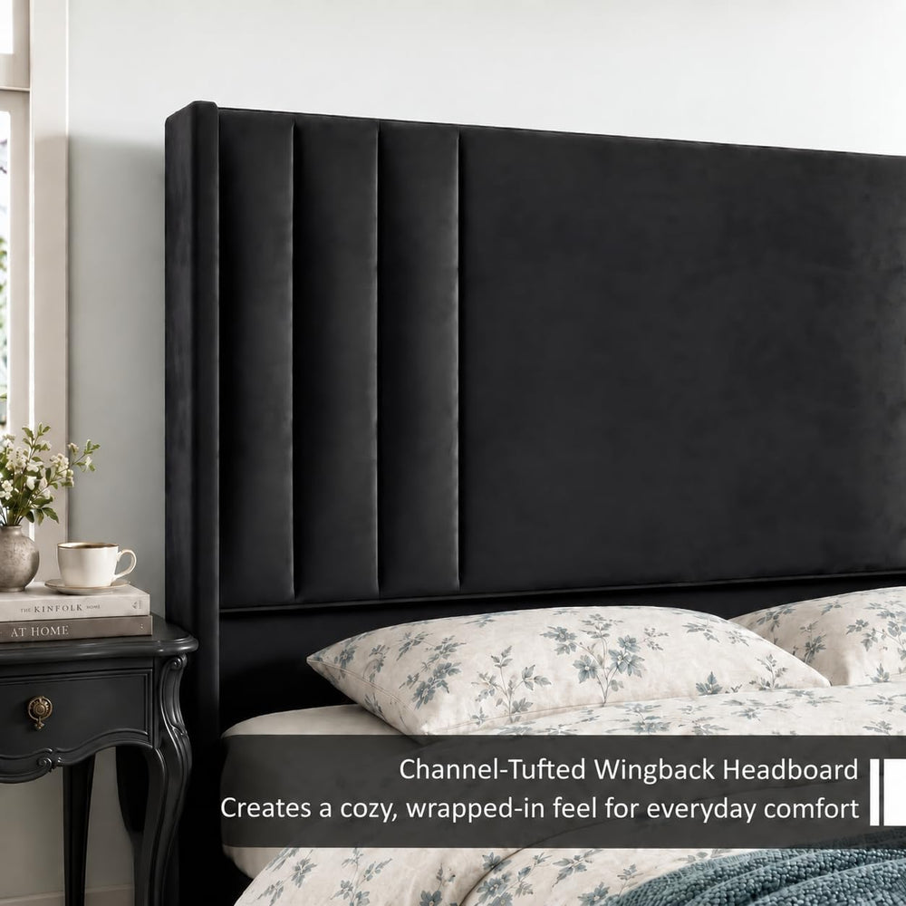 Albott Queen Platform Bed with Wingback Headboard & Footboard