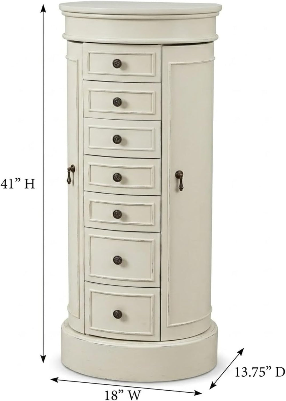 Hives and Honey Blair Oval Standing Jewelry Armoire, Organizer with Mirror Li...