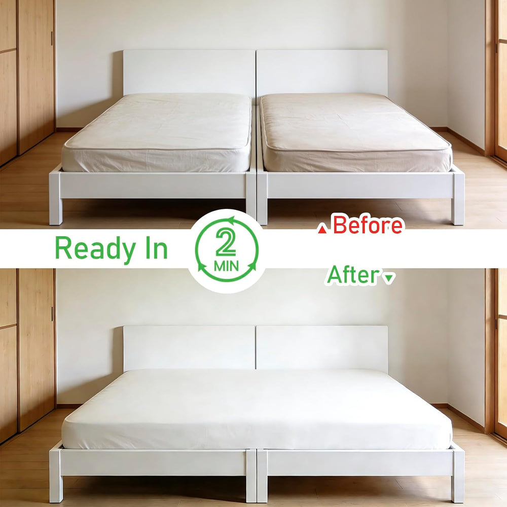 Bed Bridge Twin to King Converter Kit, Gap Filler for Two Twin Beds, White