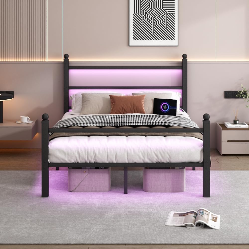 CLIBFENG Full Size Bed Frame with Headboard and Footboard,Steel Slats Support...
