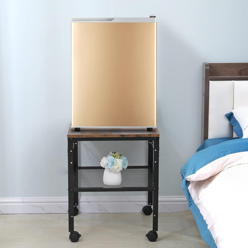 Rustic End Table, 2-Tier Side Table with Adjustable Height Shelf, 19.7" ...