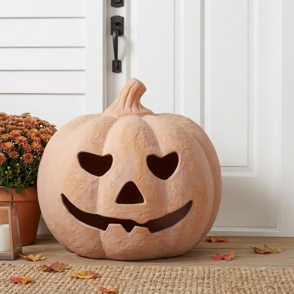NUPTIO Terracotta Pumpkin Halloween Thanksgiving Outdoor Porch Decor, 10"H