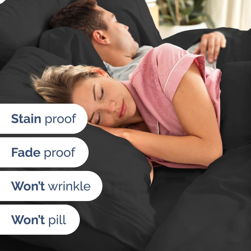 Flex Top Split Head King 4 Piece Sheet Set - Ultra-Soft, Breathable - Black