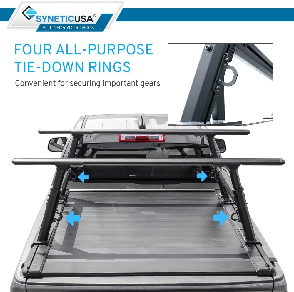 Syneticusa AR Retractable Tonneau Cover+R1 Rack Fit 2000-2027 Ram 1500 2500