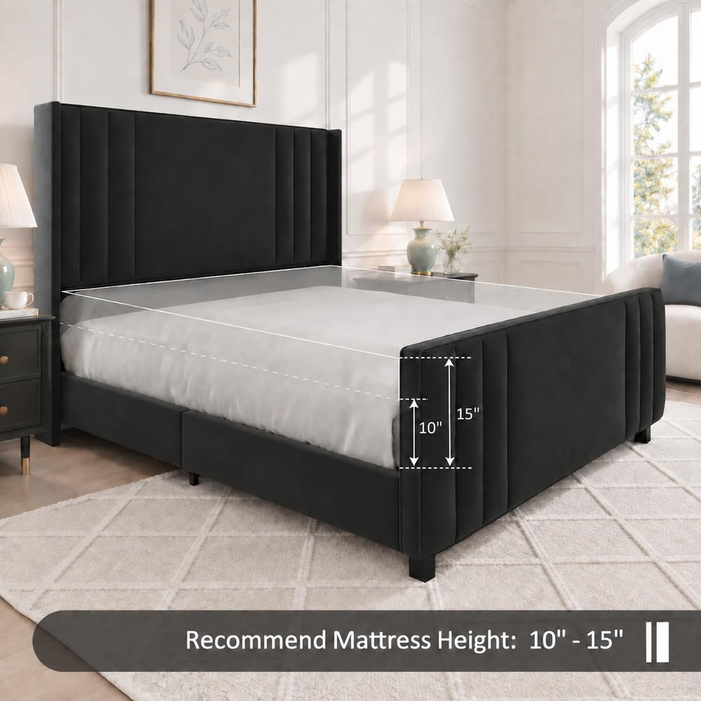 Albott Queen Platform Bed with Wingback Headboard & Footboard