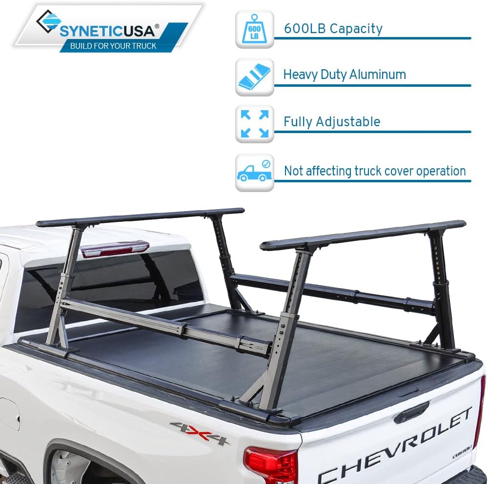 Syneticusa AR Retractable Tonneau Cover+R1 Rack Fit 2000-2027 Ram 1500 2500
