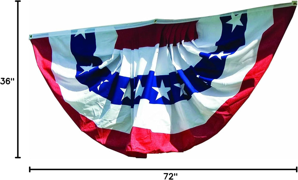 3x6 Ft Windstrong Deluxe (Double Sided) US American Flag Bunting Half Fan Ful...