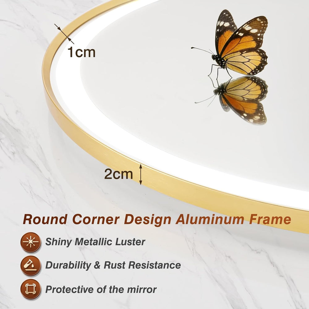 22x36 Inch Oval Gold Framed LED Bathroom Mirror with Lights,Wall-Mounted Mirr...