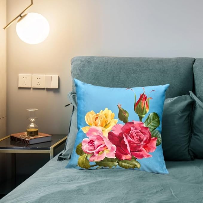 Elegant Decorative Floral Rose Throw Pillow Cover, Double - Image 8