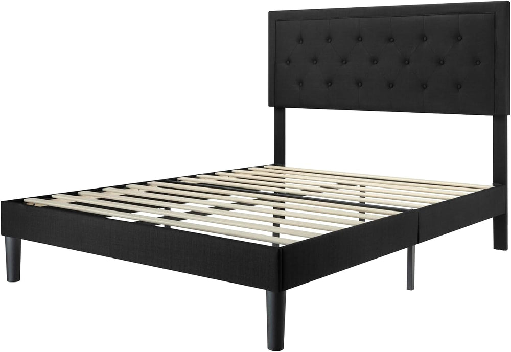 Allewie Queen Size Upholstered Platform Bed Frame with Adjustable Headboard, ...