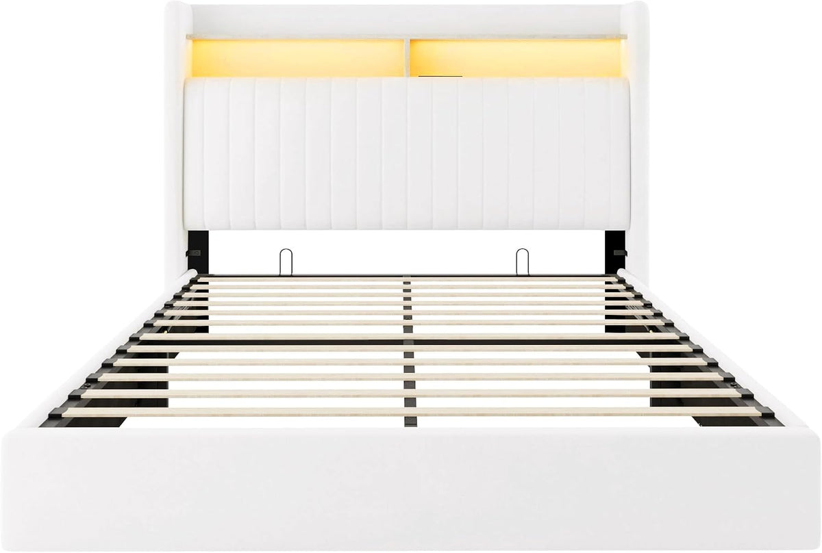 allewie full size lift up storage led bed, view 9