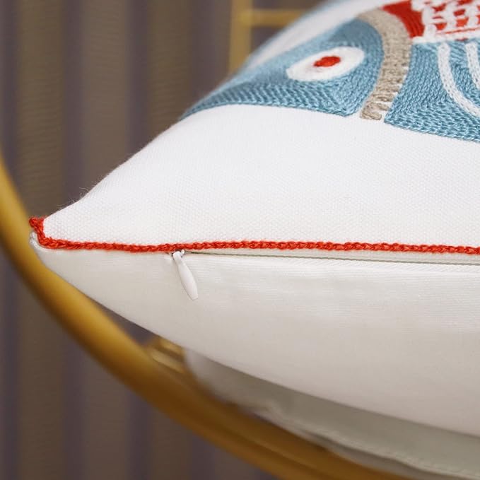 1 PCS Embroidered Throw Pillow Cover Cotton Decorative Square Cushion Cases - Image 7
