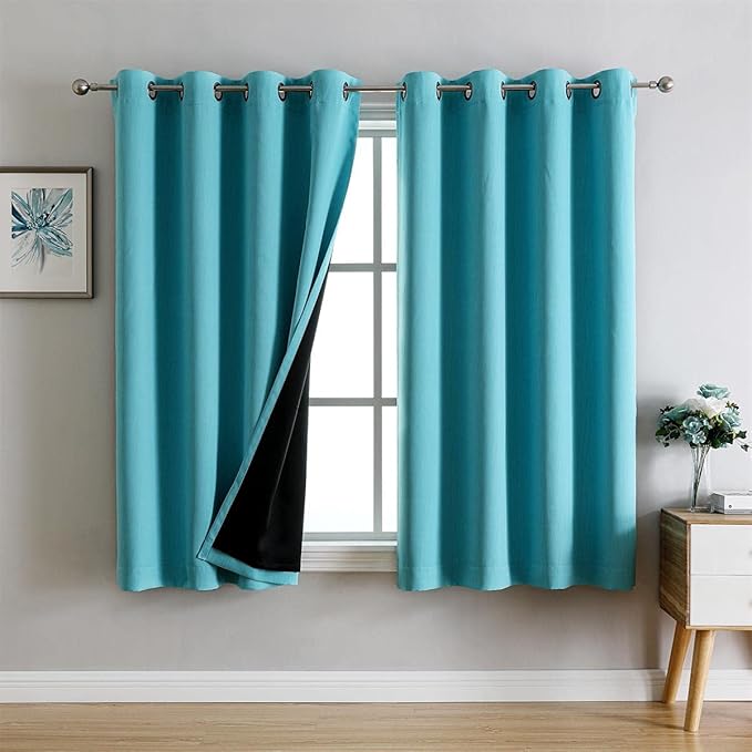 G2000 100% Blackout Curtains for Bedroom Living Room 63 Inch Length Turquoise - Image 9