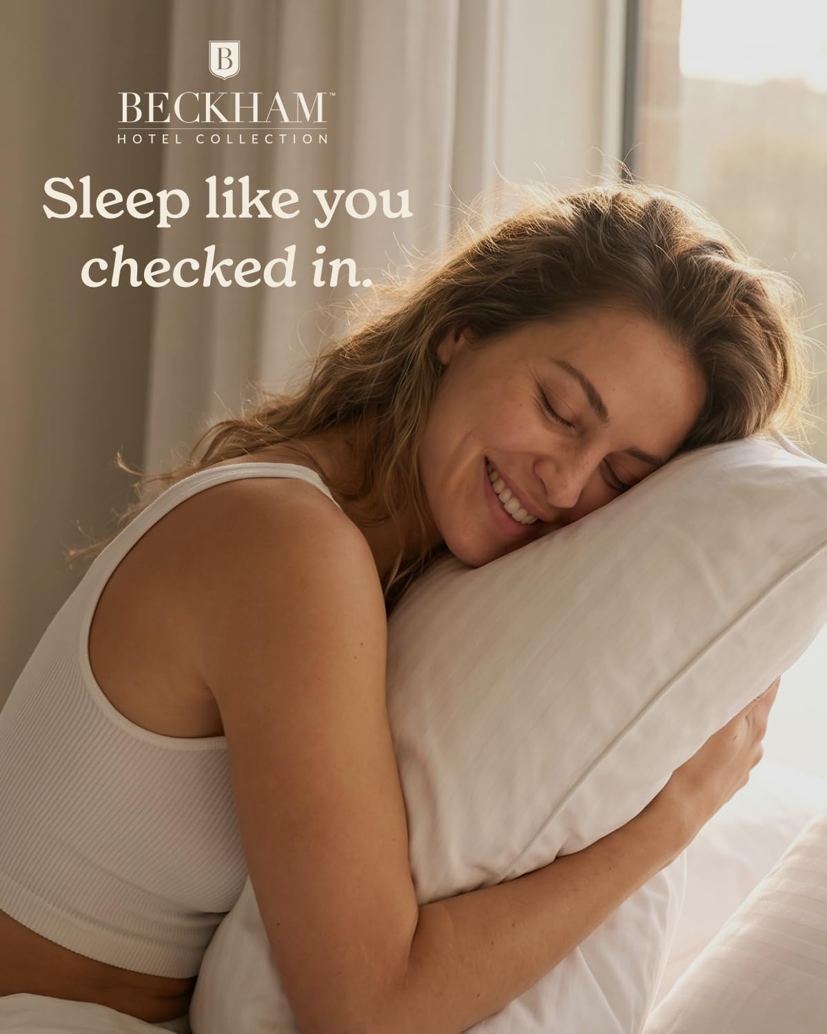 beckham hotel collection adjustable bed pillow standard/queen size, front angle view