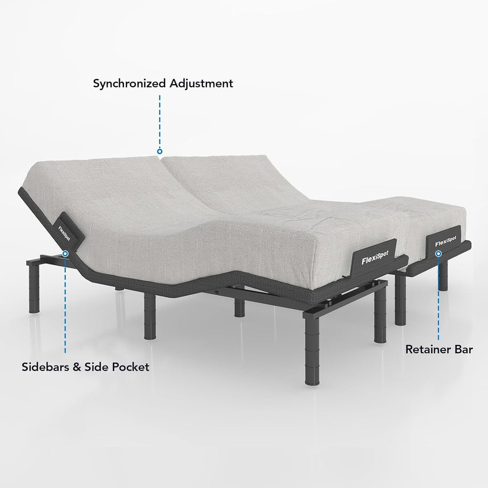 FLEXISPOT S6 Adjustable Bed Frame Base Split King, Quick Assembly, Massage, Z...
