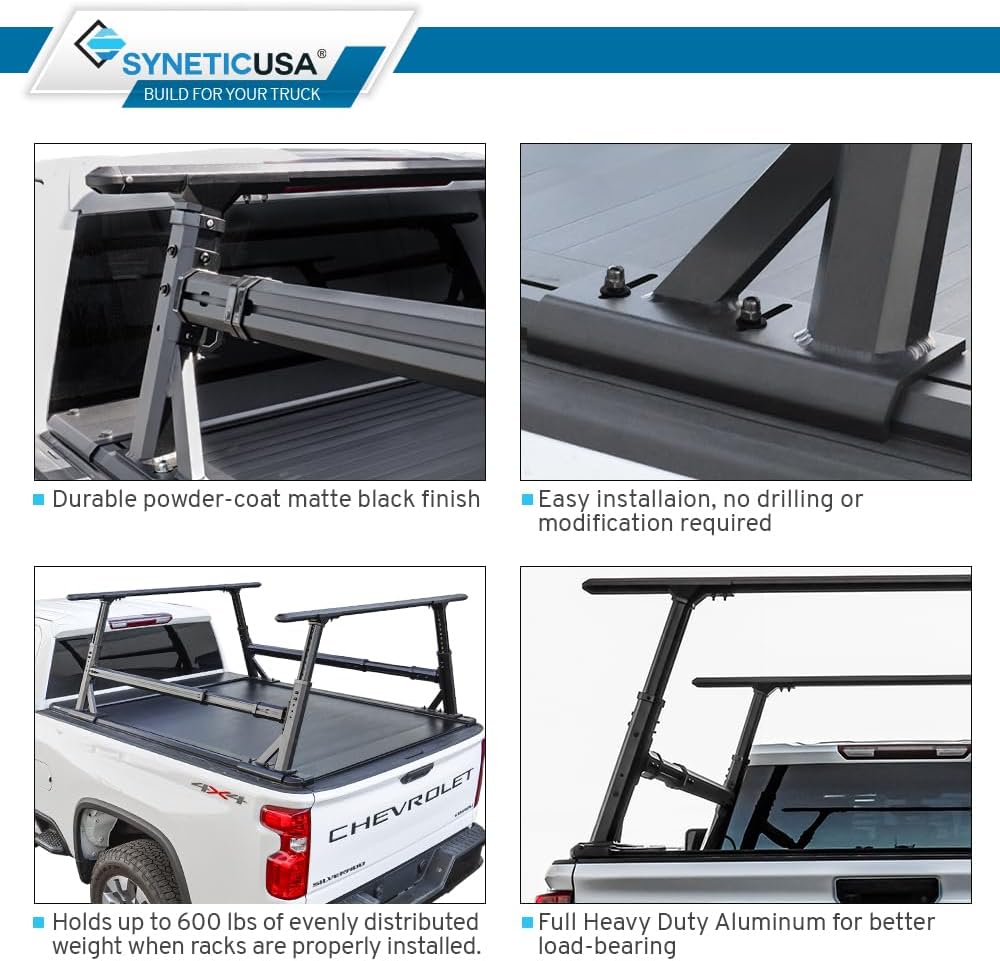 Syneticusa AR Retractable Tonneau Cover+R1 Rack Fit 2000-2027 Ram 1500 2500