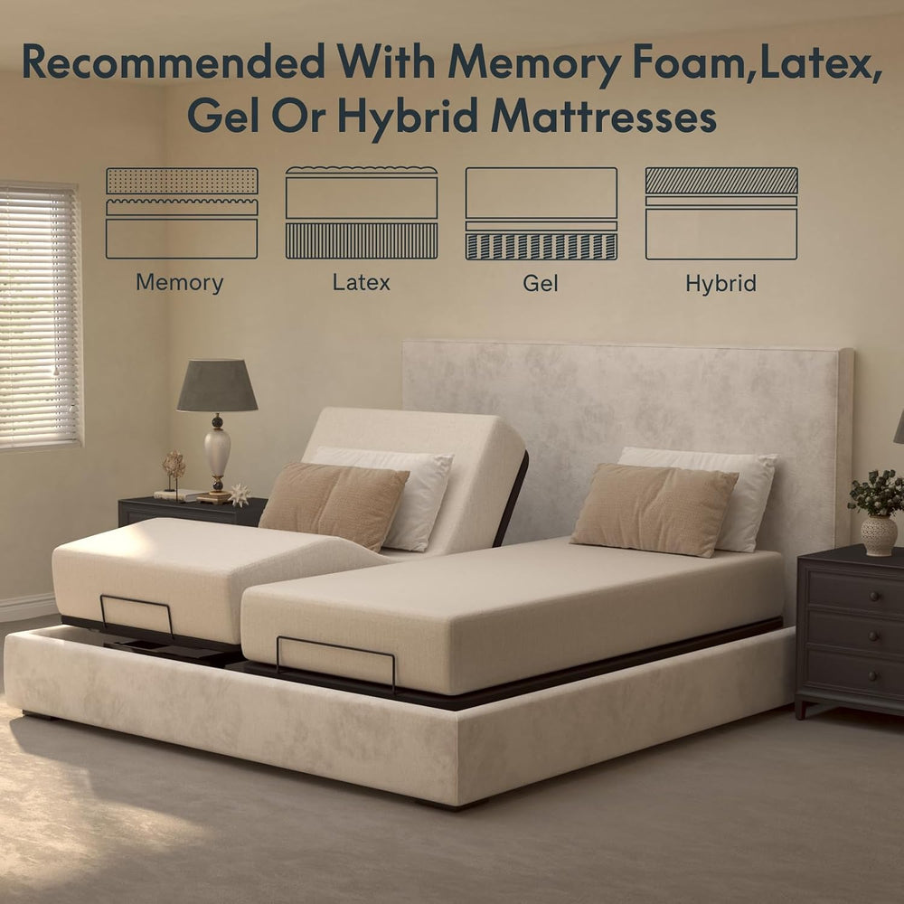 FLEXISPOT Split King Adjustable Bed Frame Base, Quiet Motor & Easy Assembly