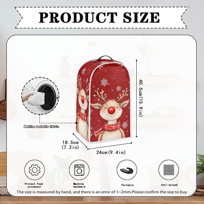 Christmas Blender Cover Elk Food Processor Dust Cover Red Xmas Kitchen Decor - Image 5