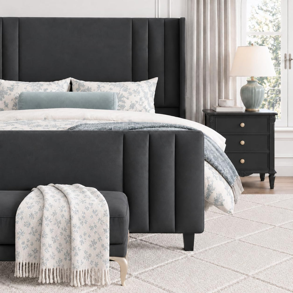 Albott Queen Platform Bed with Wingback Headboard & Footboard