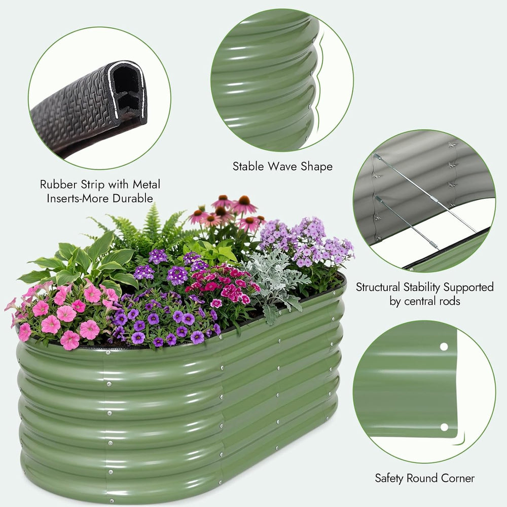 INNO STAGE Galvanized Garden Bed Kits, 4x2x1.4FT Metal Raised Beds, Green