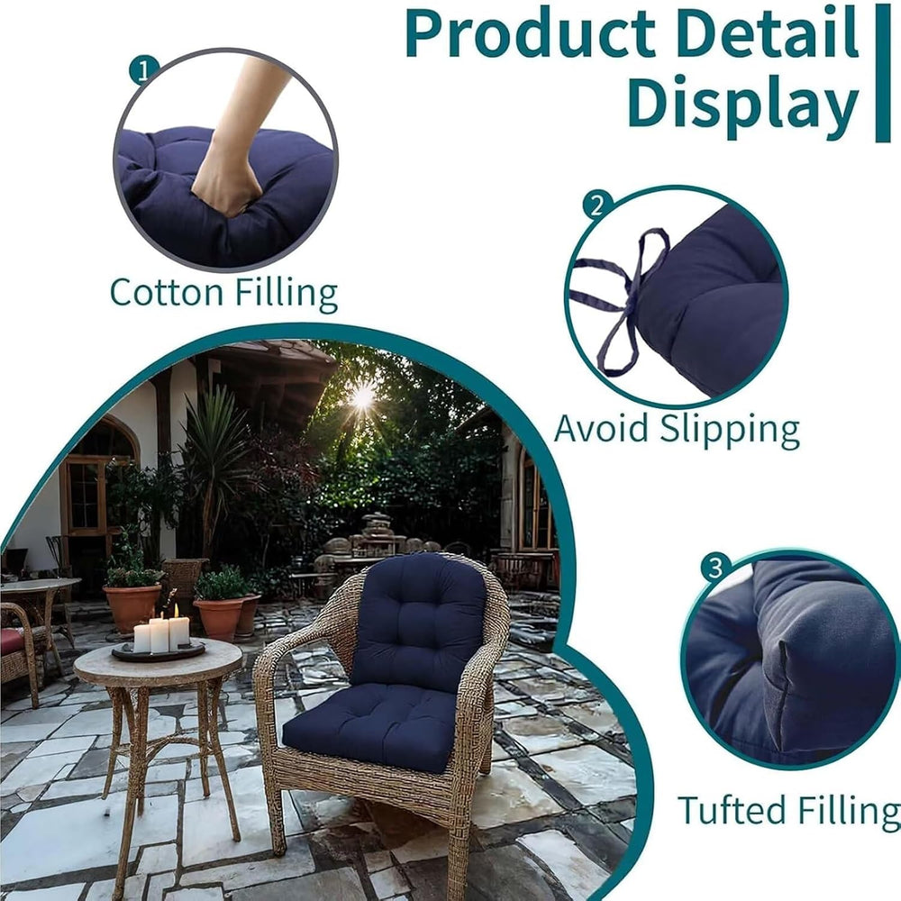 Dark Green Outdoor Wicker Seat Cushion for Patio Furniture