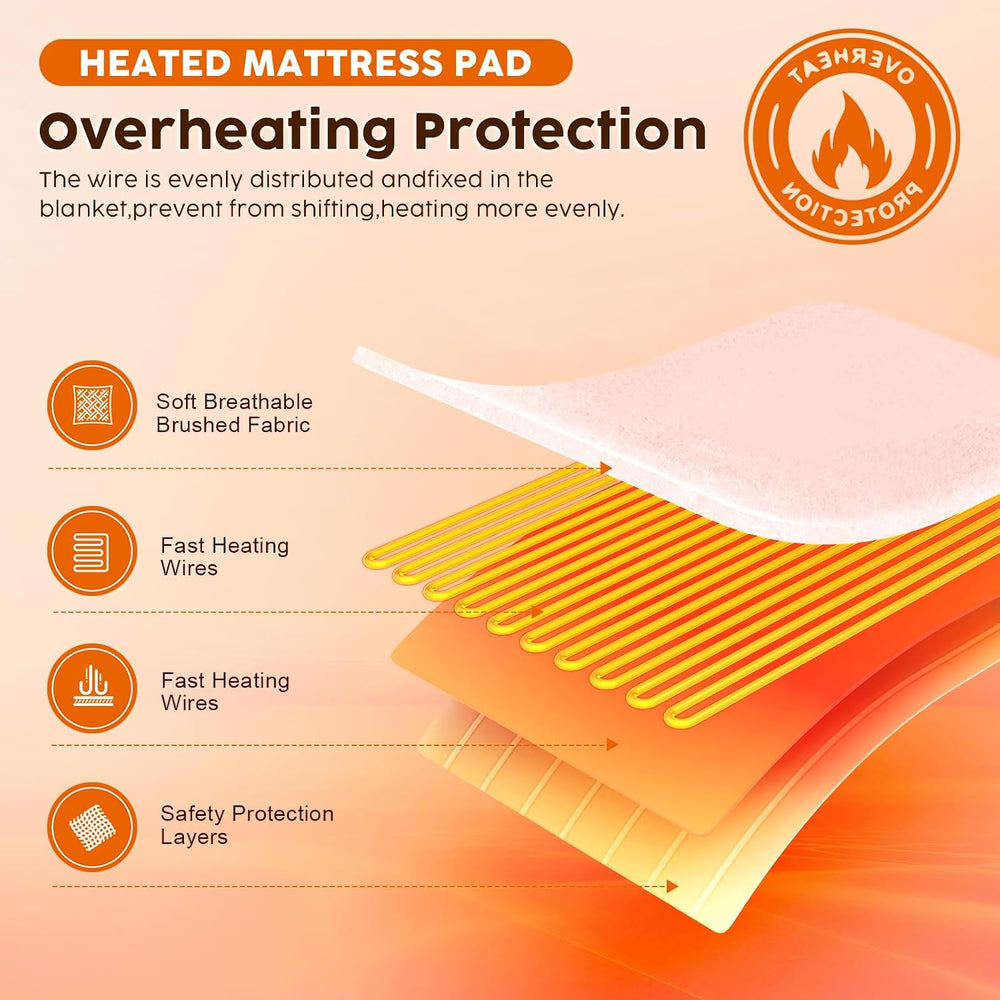 HYLEORY Electric Heated Mattress Pad King Size Dual Control, Fast Heating Bed...
