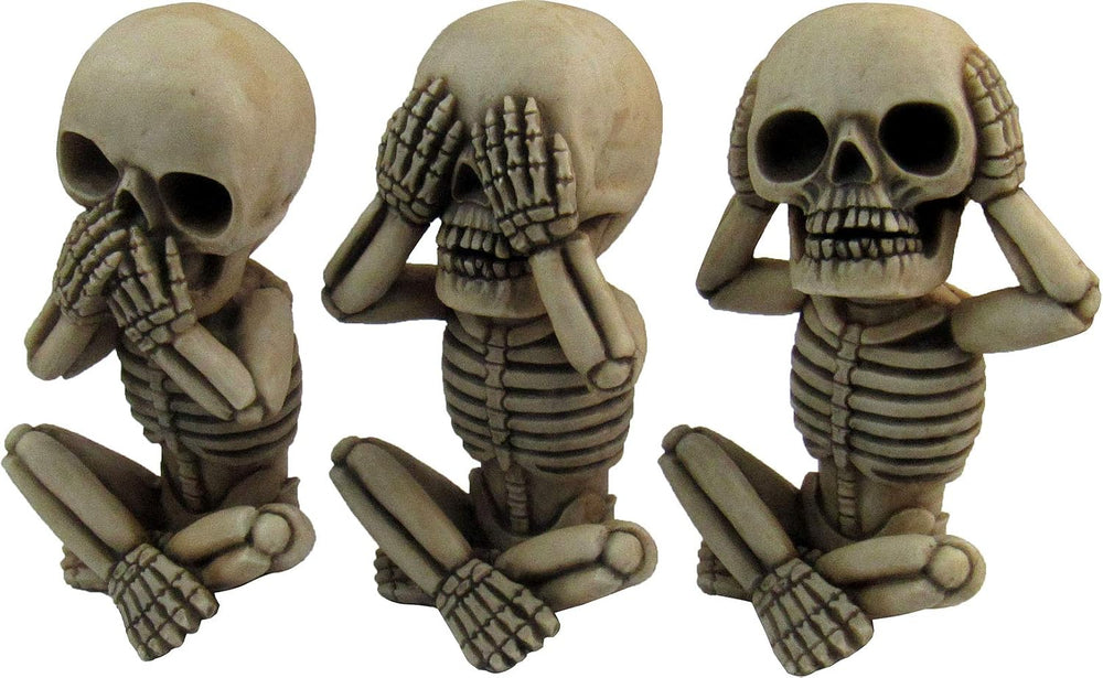 DWK Morbid Morals See Hear Speak No Evil Mini Skeleton Figurines | Macabre fo...