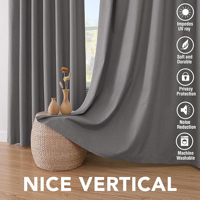 H.VERSAILTEX Linen Blackout Curtains 96 Inches Long 100% Absolutely Blackout - Image 7