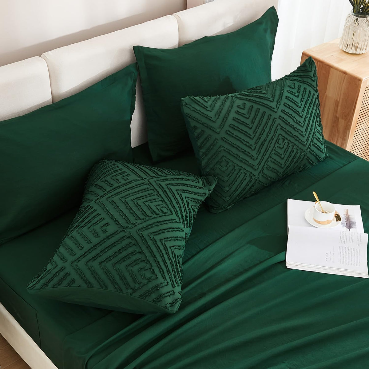 andency king size comforter set, dark emerald green, view 9