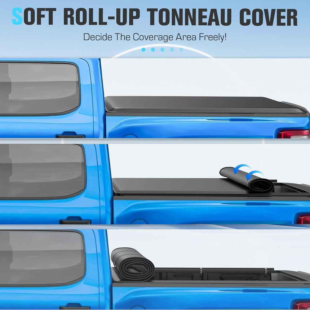 8Ft Soft Roll Up Truck Bed Tonneau Cover for 99-06 Chevy Silverado/GMC Sierra...