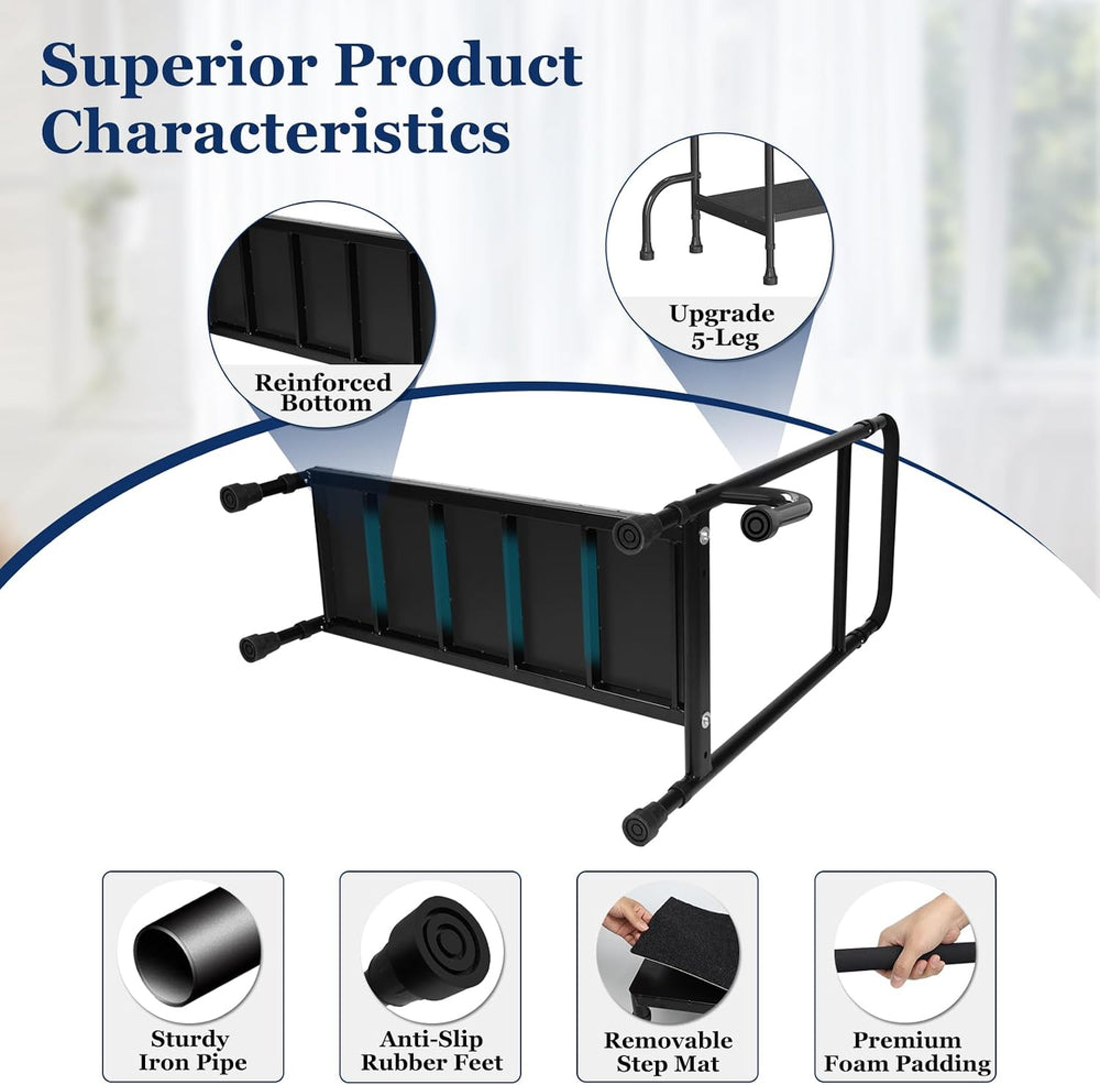 5-Leg Bed Step Stool with Adjustable Height Handle for Adults