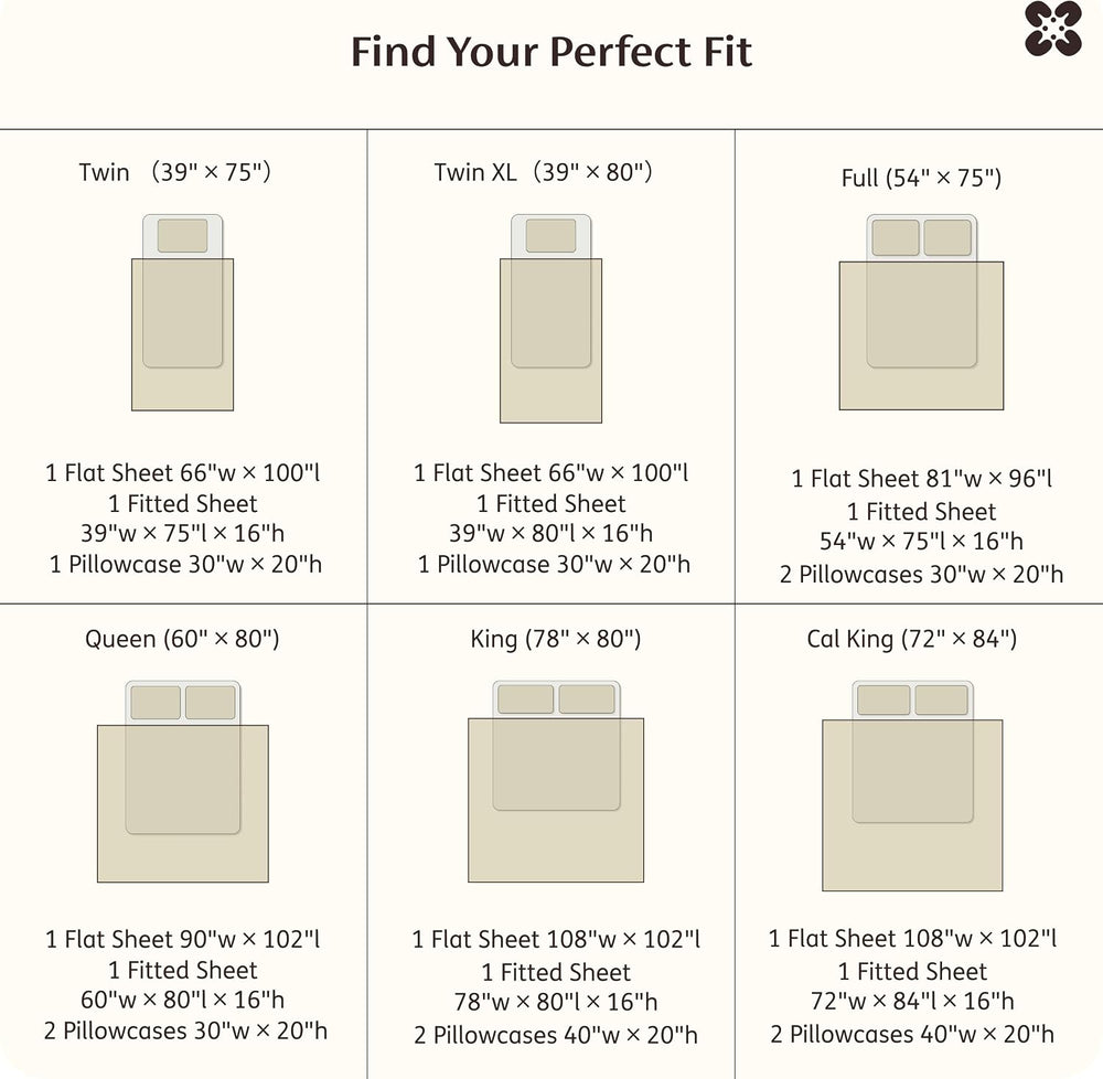 Bedsure PureWoven 100% Rayon Derived from Bamboo, Queen Sheets, 4 Pieces