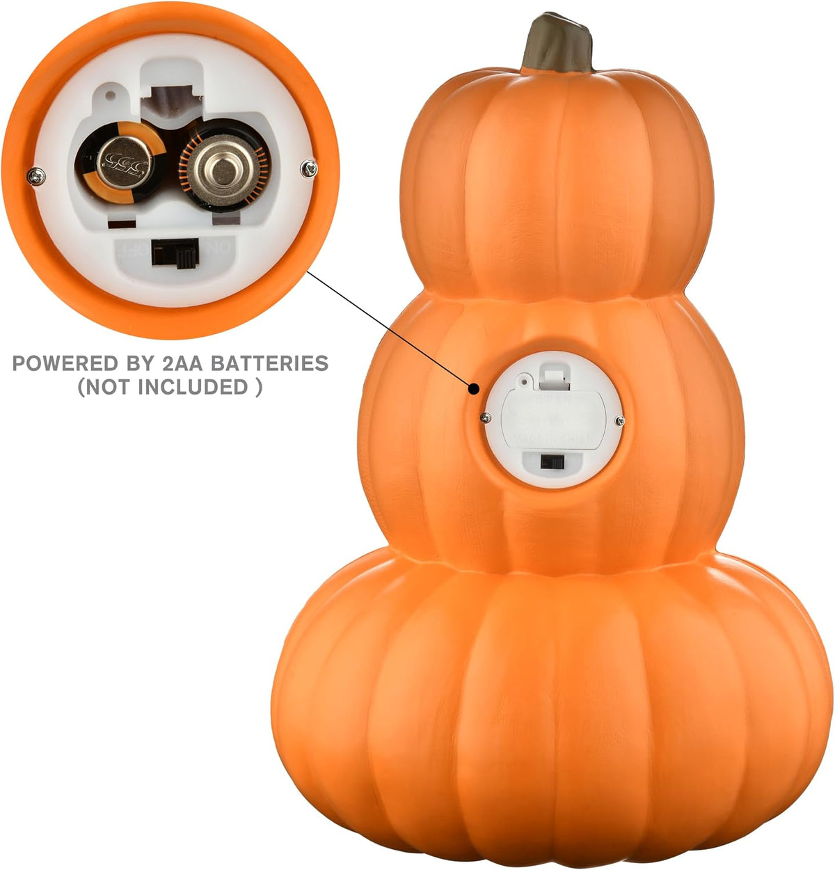 Evelyne Stacked Jack-O’-Lantern Pumpkin Decoration – 3-Tier Light-Up Halloween Gourd HDPE Plastic – Indoor/Outdoor Fall Decor with Happy Ghost Faces – Cute Pumpkin Tower for Porch Tabletop