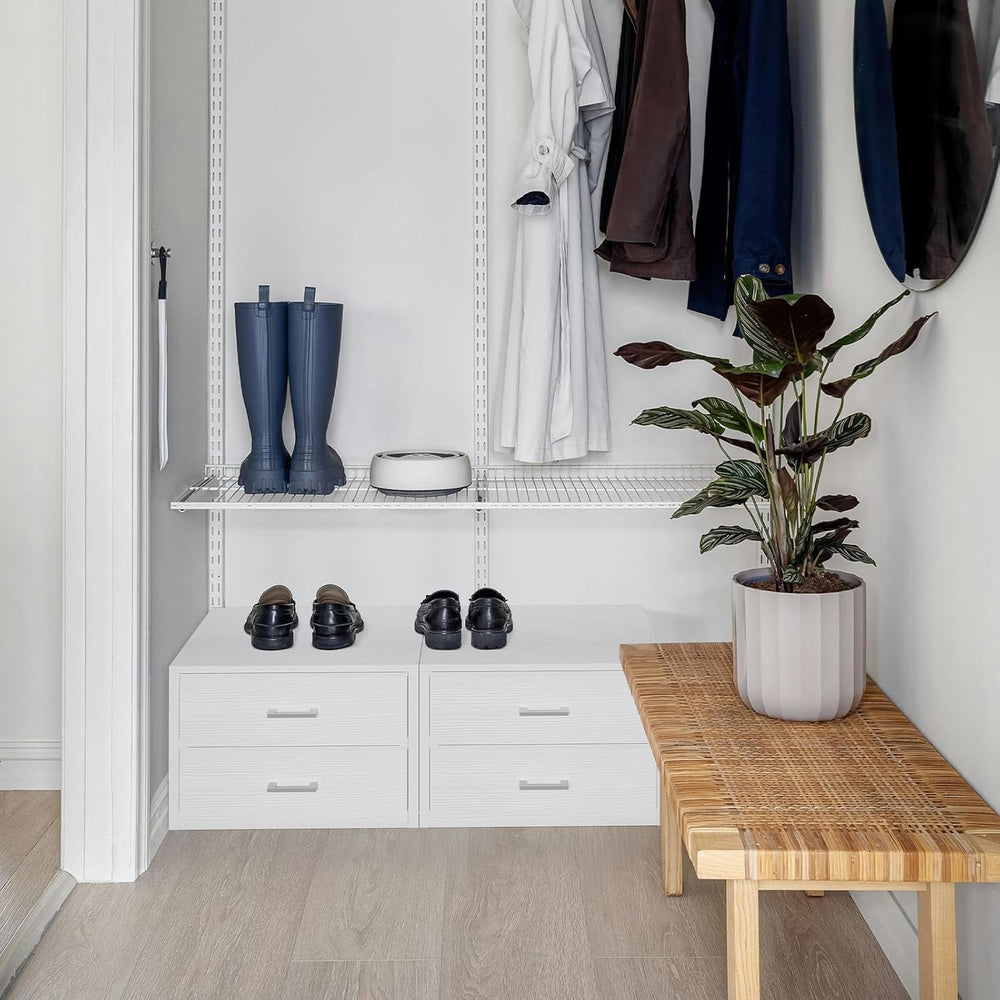 BOLUO Stackable Storage Drawers Closet Organizers and Storage Bins Fabric Whi...