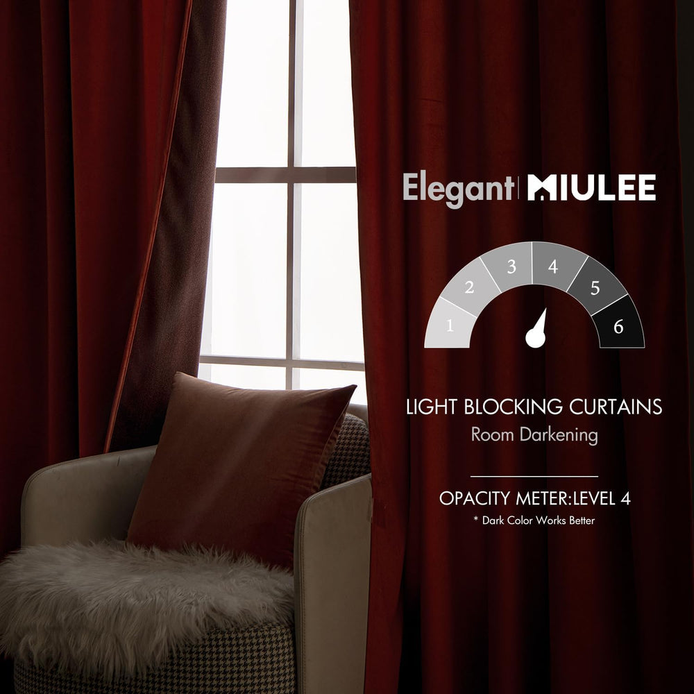 MIULEE Velvet Curtains 52x84 inches 2 Panels Burnt Orange Blackout Curtains