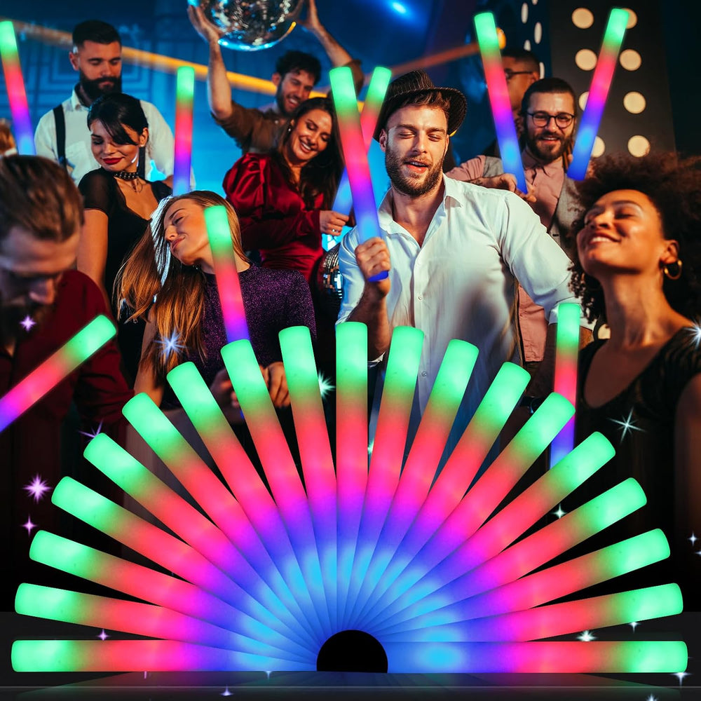 wellent 64 Pack Foam Glow Sticks, Bulk LED Foam Sticks, Foam Light Up Sticks ...