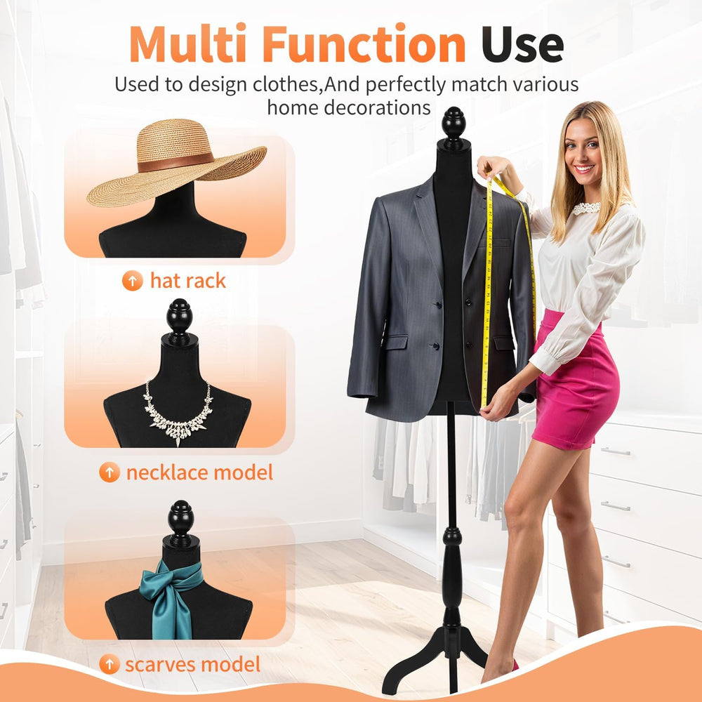 FDW | Female Mannequin Torso | Black | with 7" Height Adjustment