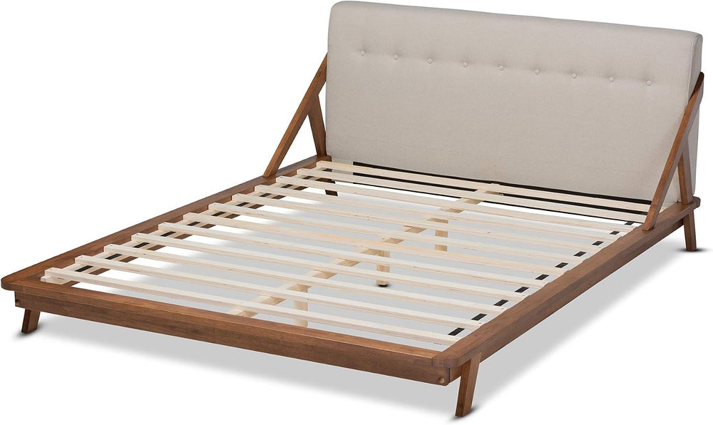 Baxton Studio Beds (Platform), Queen, Beige/Walnut