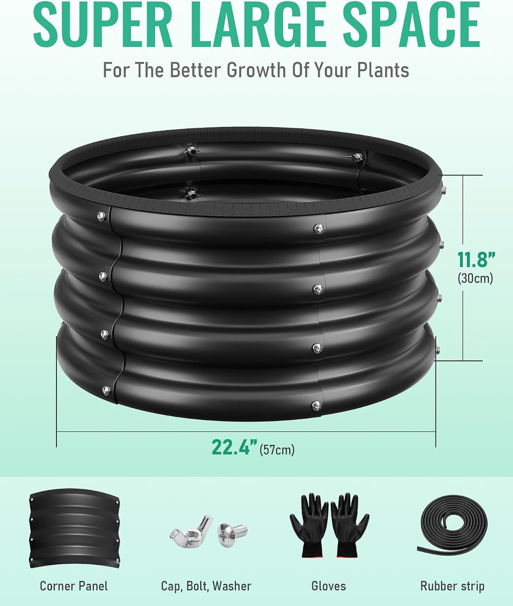 ZXZYHFTY Round Raised Garden Bed Set, 2 Pack, 2 x 2 x 1 Ft, Black