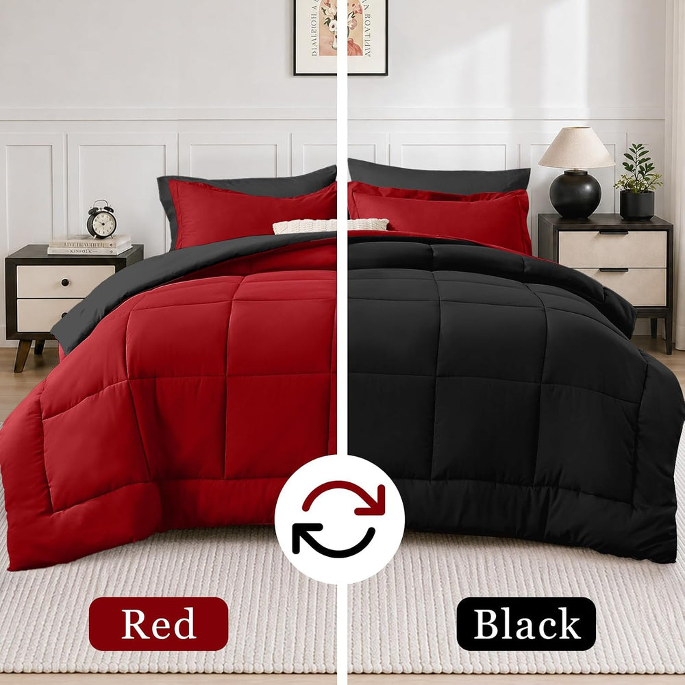 Full Size Comforter Set 7 Pieces, Reversible Bed Set, Bed in a Bag