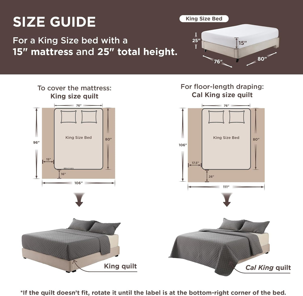 Bedsure Quilts King Size - Grey Bedspreads King Size with Basket Weave Patter...