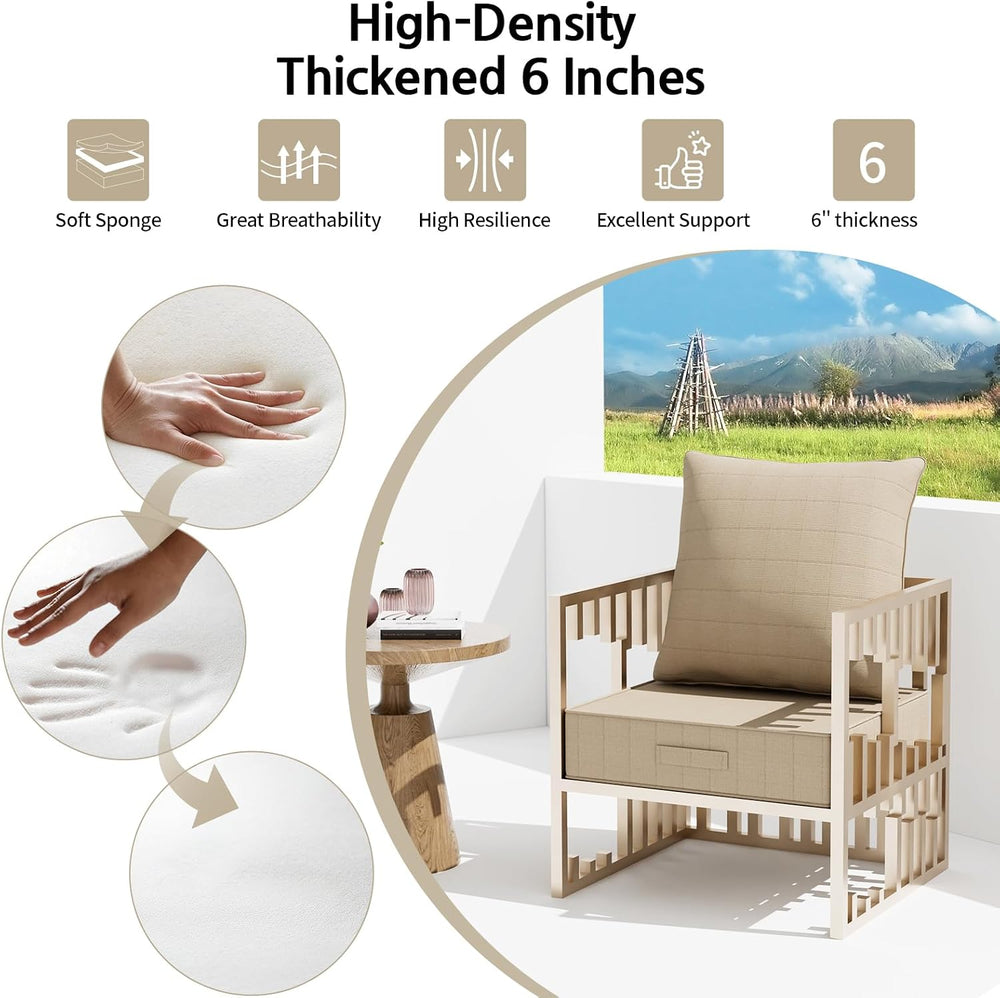 6'' Deep Seat Cushion Outdoor Set, Olefin Water Fade Resistant