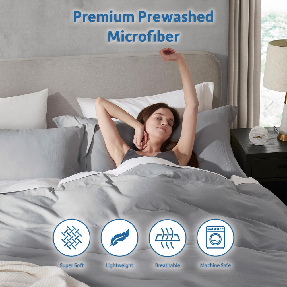 Nestl Light Grey Duvet Cover King Size - Soft Double Brushed King Duvet Cover...