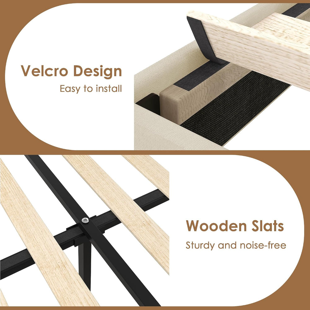 VECELO Queen Size Platform Bed Frame with Height Adjustable Upholstered Headb...