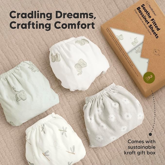 2-Pack Organic Bassinet Sheets for Girls, Boys - Image 9