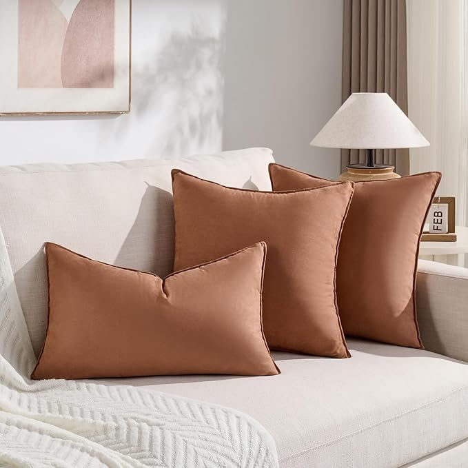 Fancy Homi 2 Packs Rust Decorative Throw Pillow Covers 18x18 inch, Super Soft - Image 5
